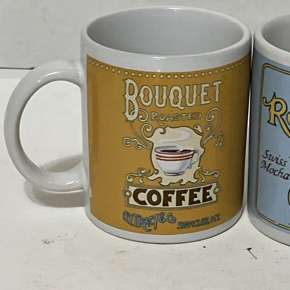 Lot Of 2 Syracuse NY Coffee Mugs Bouquet Roasted Rose Bud Brand - Picture 2 of 7